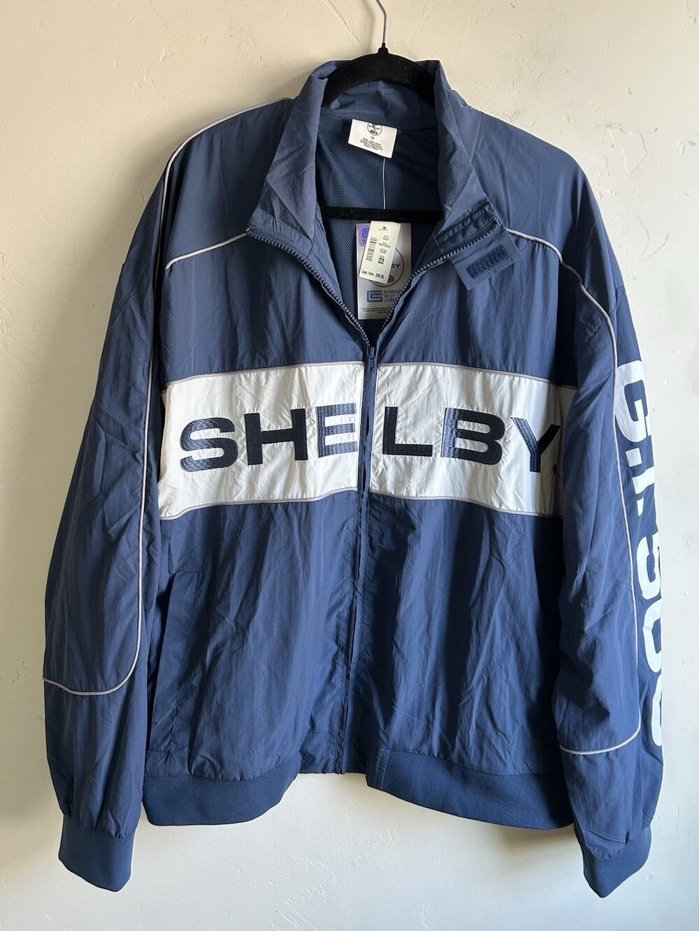 NWT Shelby GT500 Cobra Jacket Mens 2XL Blue Mustang Racing Windbreaker XXL